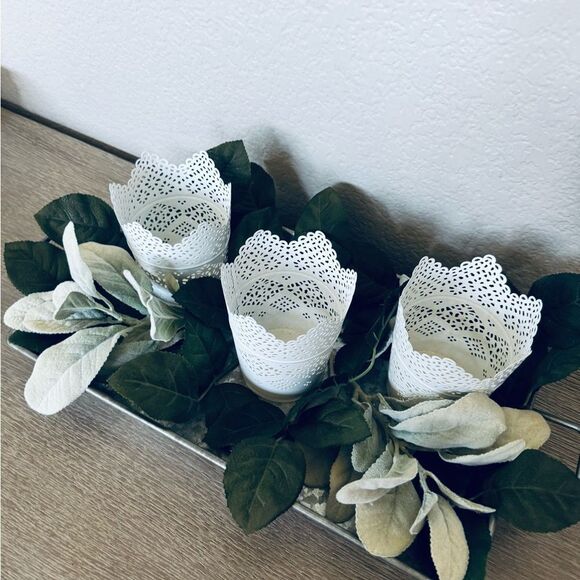 Farmhouse Galvanized Tray Greenery Candle Holder Planter Vases Decor - Picture 2 of 3